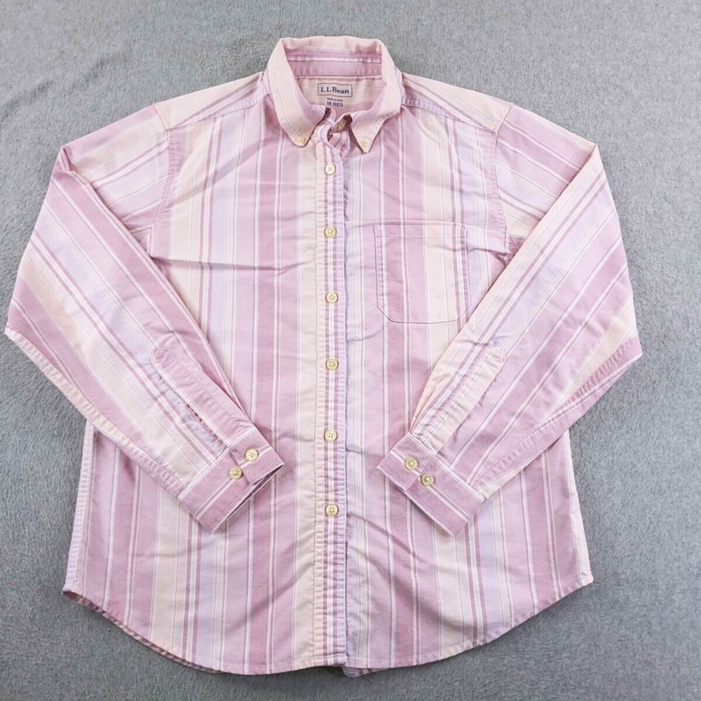L.L. Bean Women’s Size XL Pink Striped Button Up